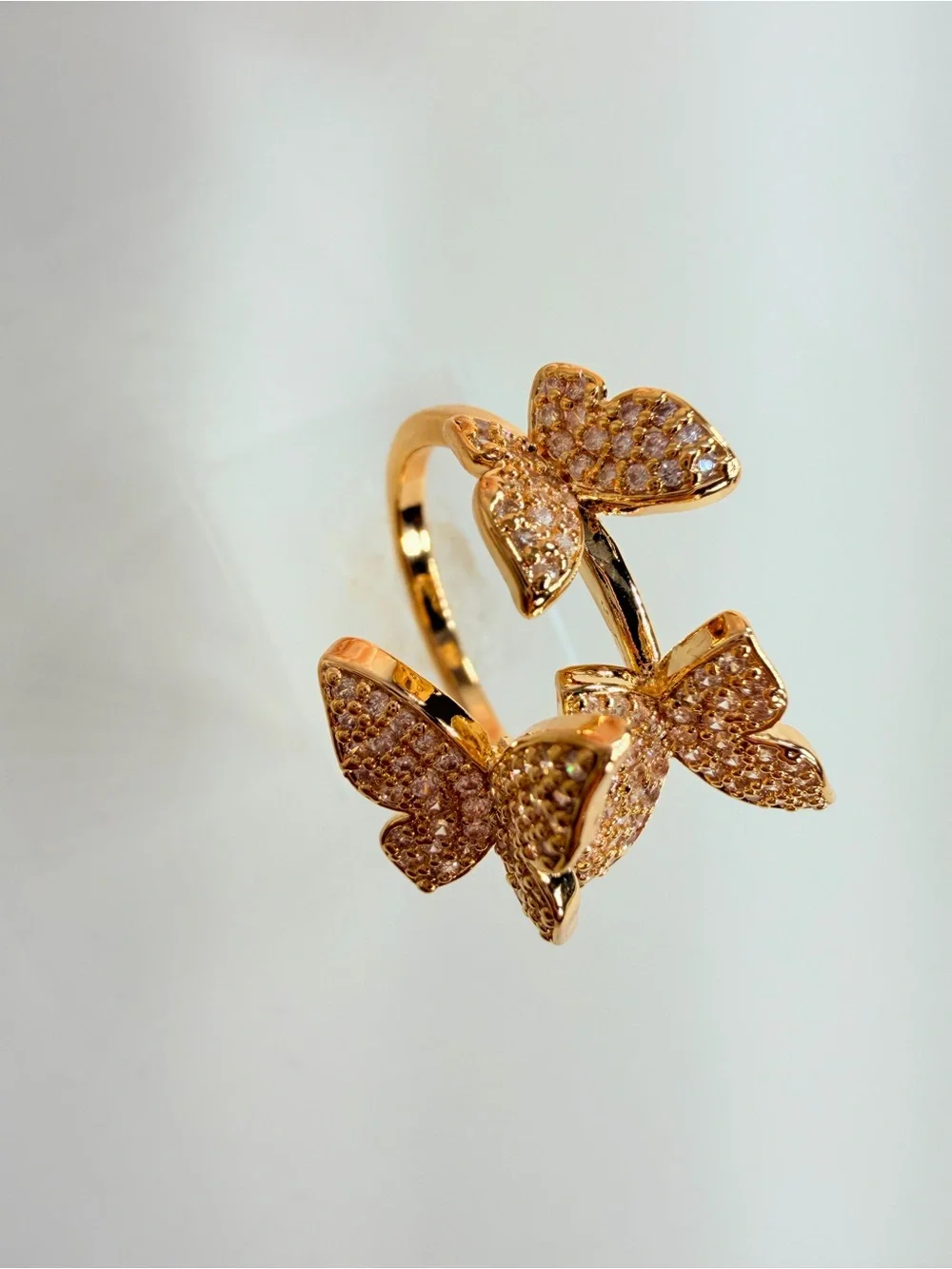 Gold Plate, Butterfly Crystal Ring